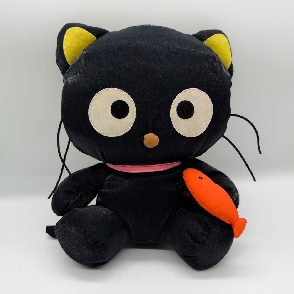 Sanrio Chococat Plush Black Cat with Orange Fish Vintage 2001 NWT